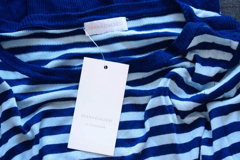 Pull fin marinière bleu azur et bleu marine à manches S