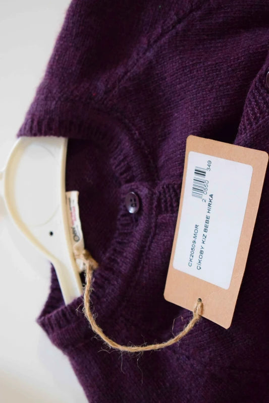 Cardigan boutonné bordeaux en maille texturée 18 - 24 Mois