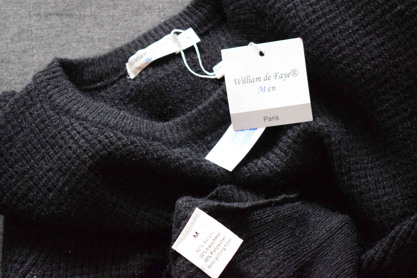 Pull homme noir william de faye
