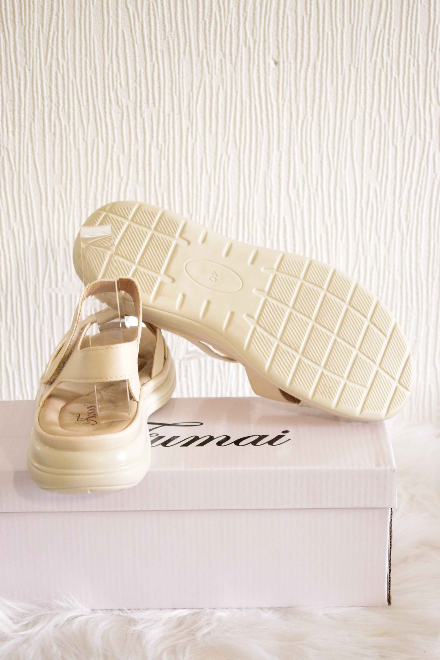 Sandales Confort Beige Nude à Brides Scratch & Détail Irise