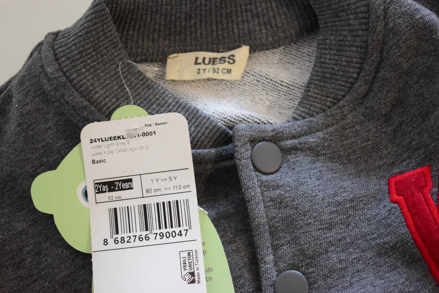 Veste teddy enfant Luess – Gris chiné – 2 ans