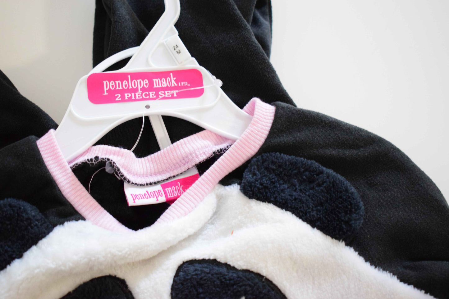 Pyjama 2 Pièces Panda Noir, Blanc et Rose 2 Ans