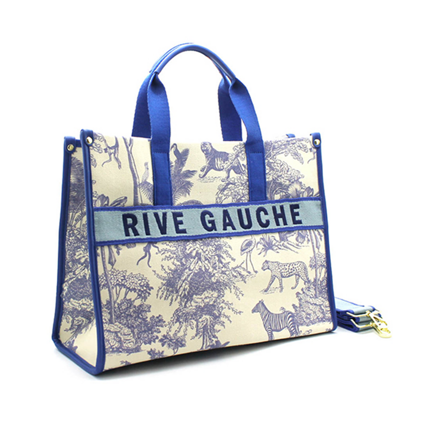 Sac “Rive Gauche” motif toile de Jouy — Bleu/Marine