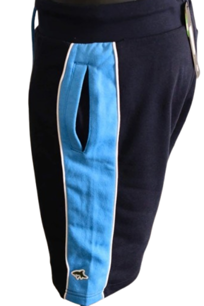 Short de Jogging Homme Le Shark - Bleu Marine avec Bandes Latérales Bleu Ciel