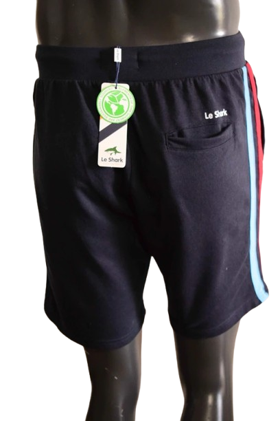 Short Jogging Bleu Marine Le Shark – Bandes Tricolores / Latérales S