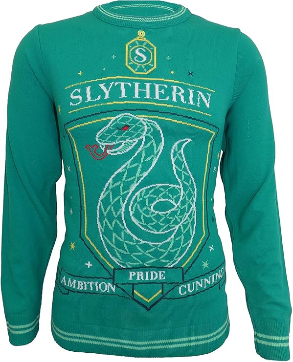 Pull homme & femme Harry Potter – Serpentard / Slytherin – Vert – Taille S