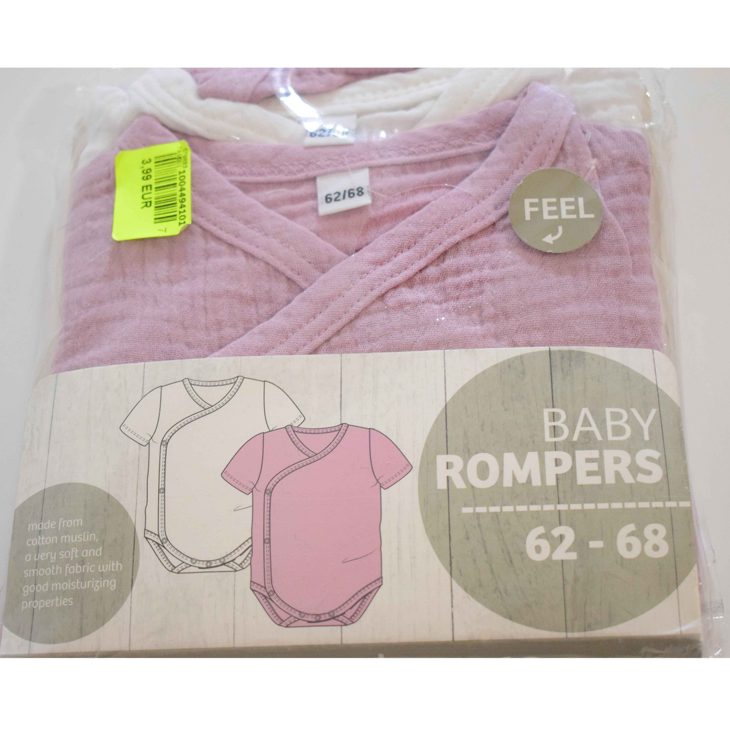 Ensemble de 2 Bodys Bébé en Gaze de Coton – Neuf sous Blister 3-6 mois