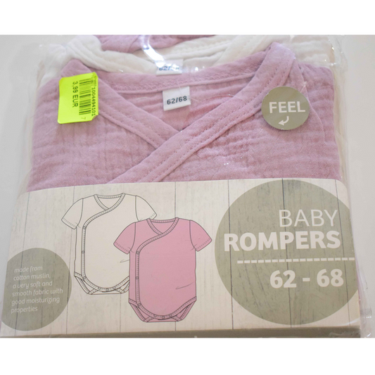 Ensemble de 2 Bodys Bébé en Gaze de Coton – Neuf sous Blister 3-6 mois