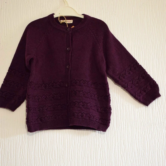 Cardigan boutonné bordeaux en maille texturée 18 - 24 Mois