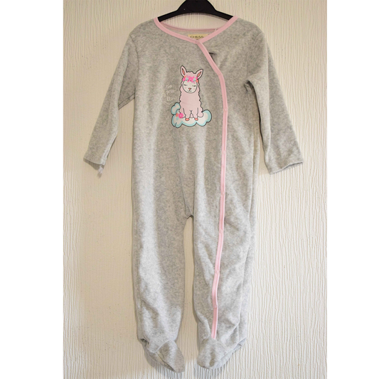 Combinaison pyjama bébé en polaire grise avec pieds et boutons-pression 24 mois