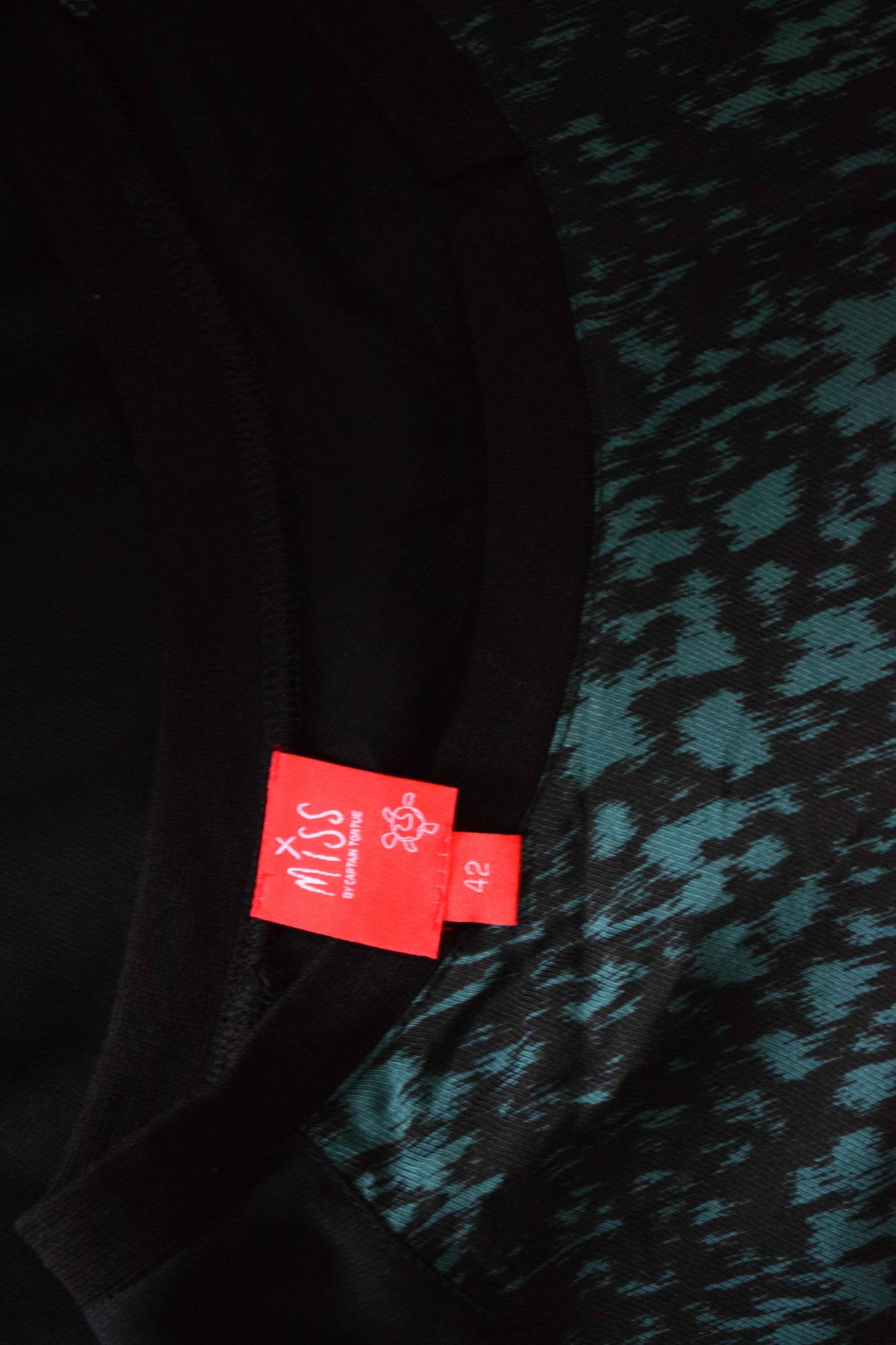 Blouse fluide imprimée vert canard et noir 42