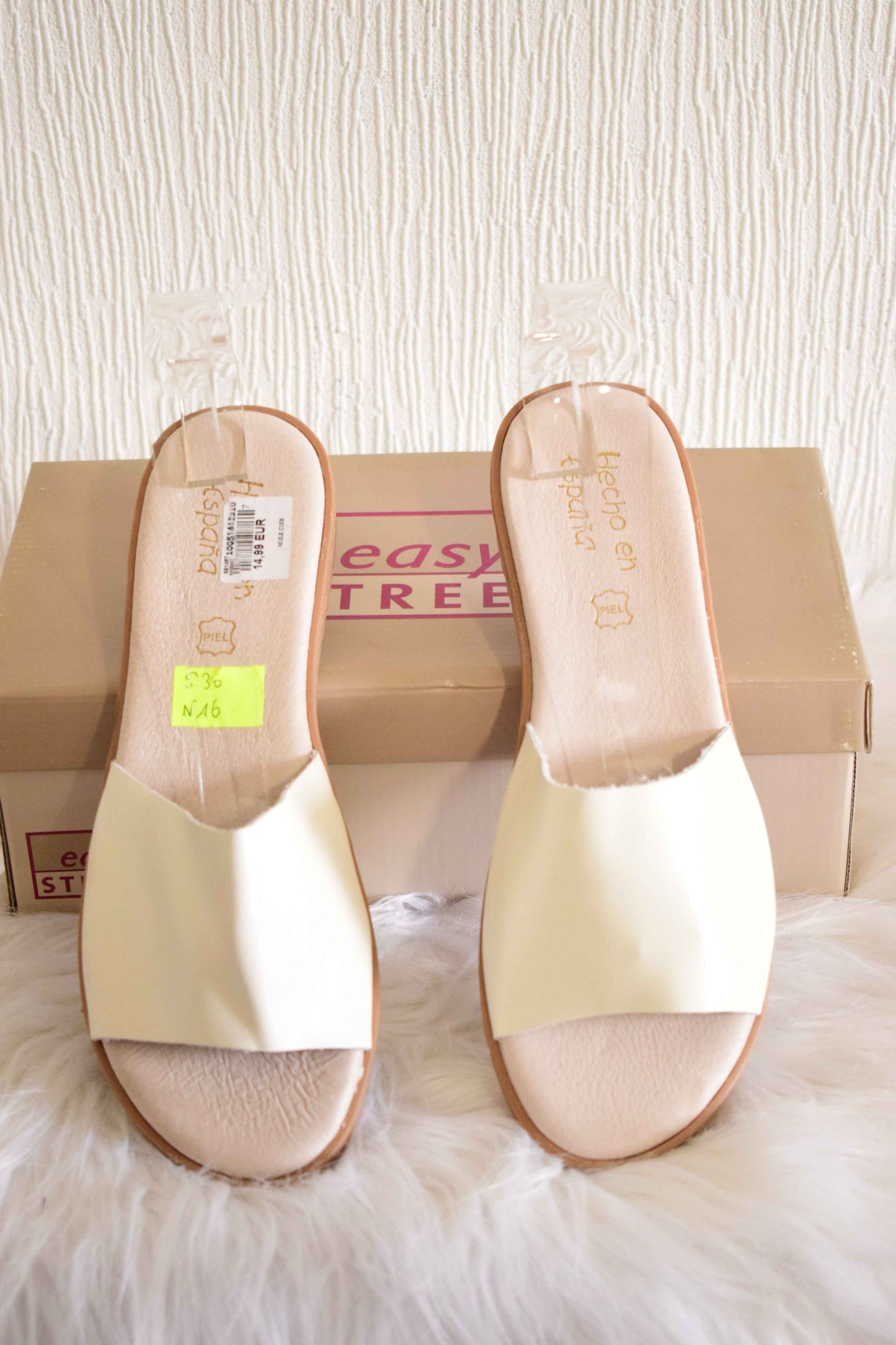 Mules Minimalistes Blanc Cassé / Hielo en Cuir Napa 41