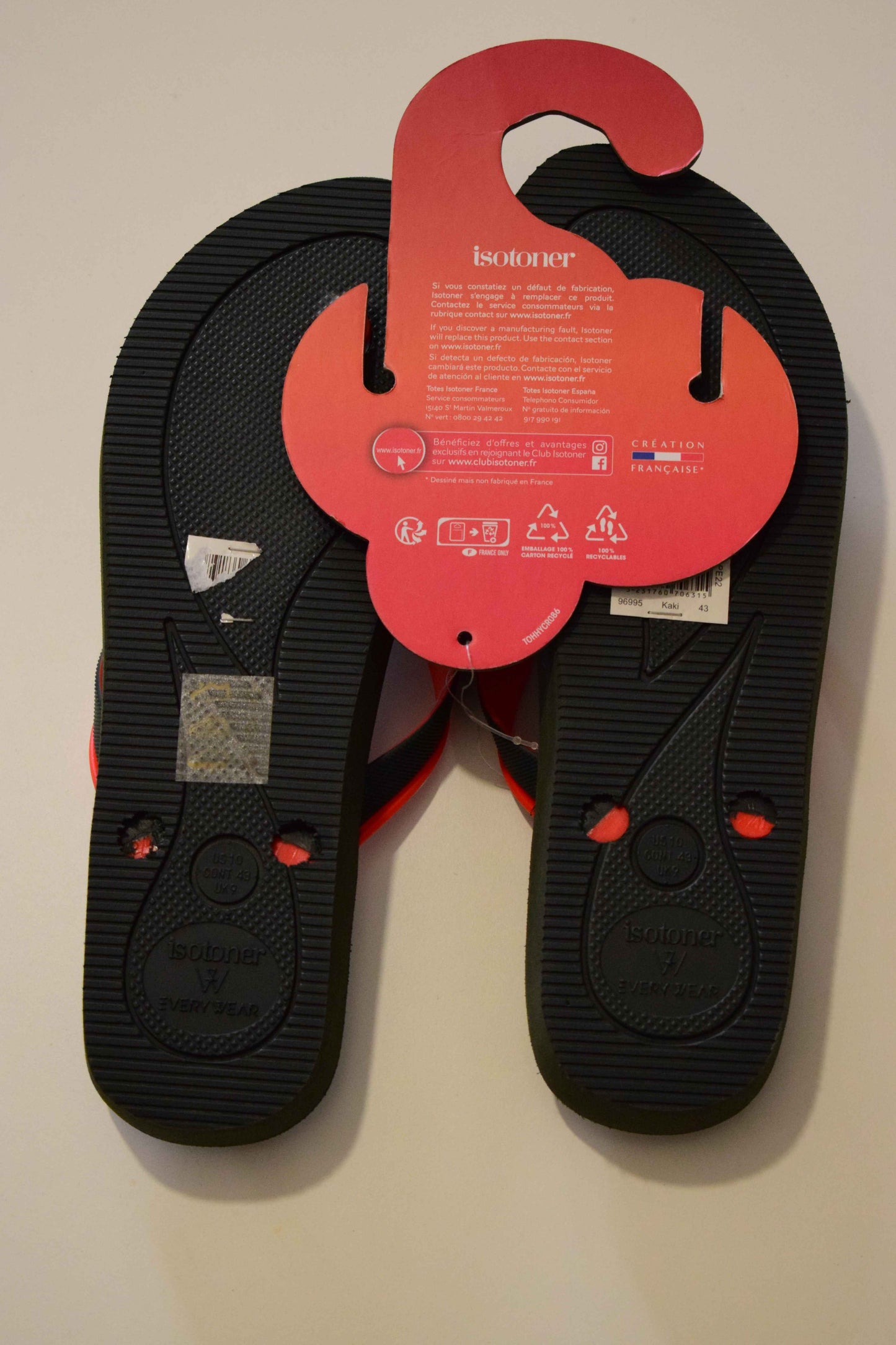 Tongs Isotoner Active Move Rouge & Noir