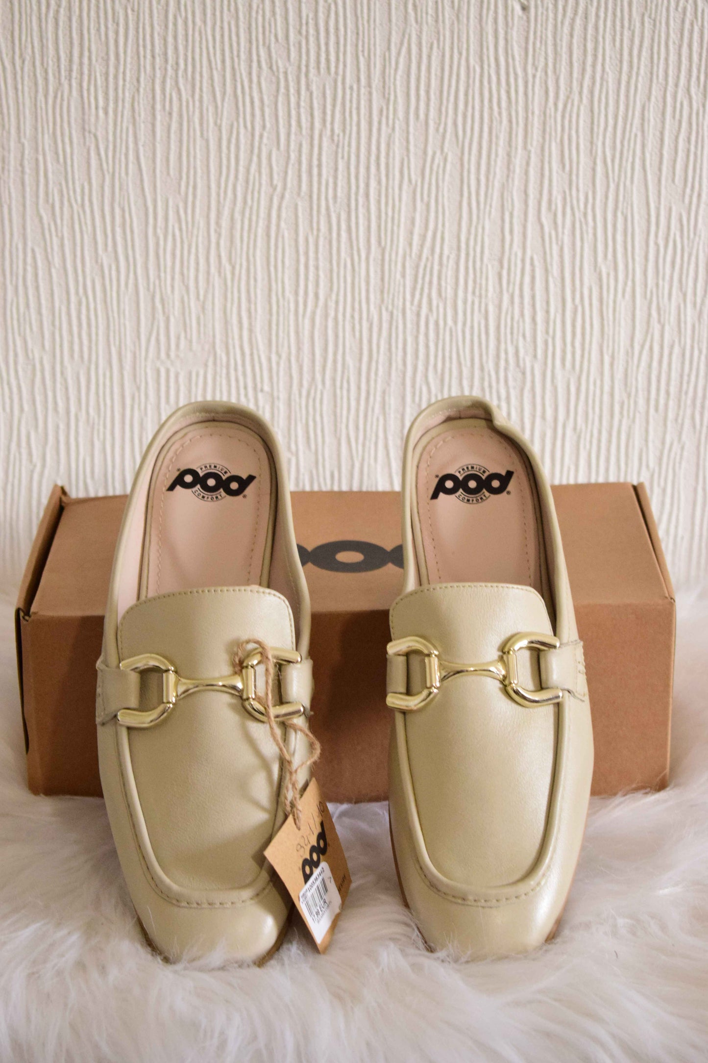 Mules Mocassins Femme en Cuir Nude/Beige – POD Mila 39