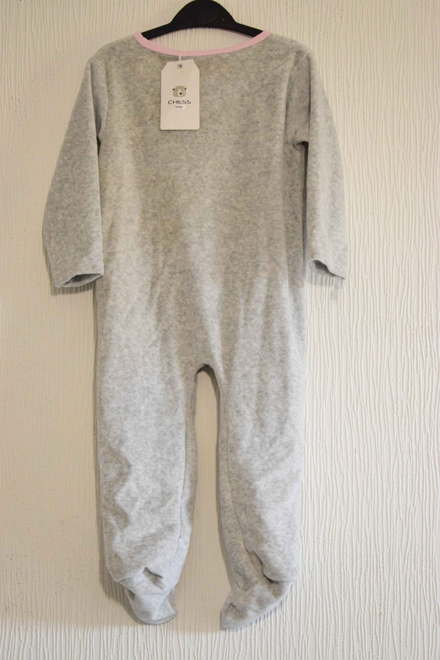 Combinaison pyjama bébé en polaire grise avec pieds et boutons-pression 24 mois