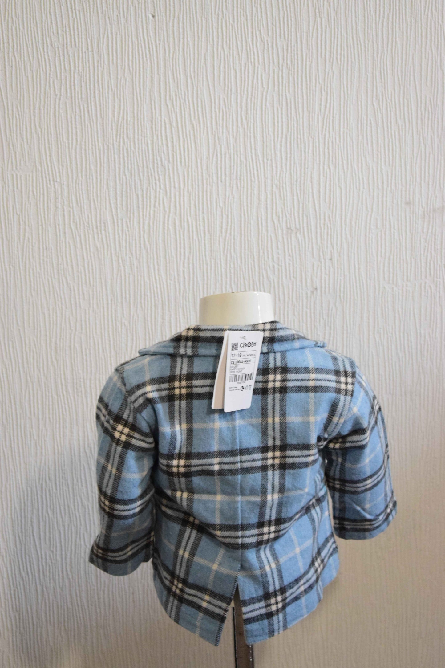 Veste d'Hiver en Laine Mélangée Élandaise Bleue pour Enfant 12- 18 Mois