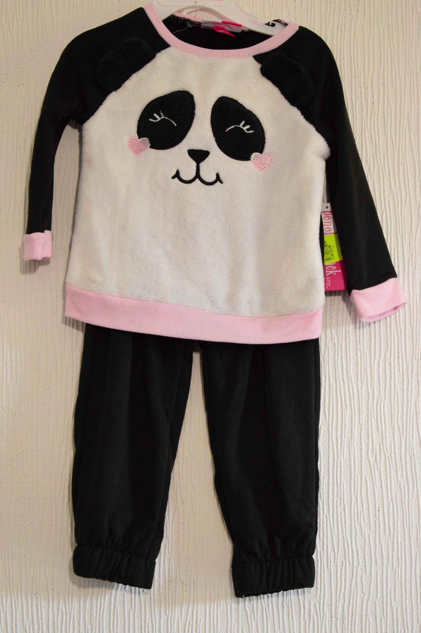 Pyjama 2 Pièces Panda Noir, Blanc et Rose 2 Ans