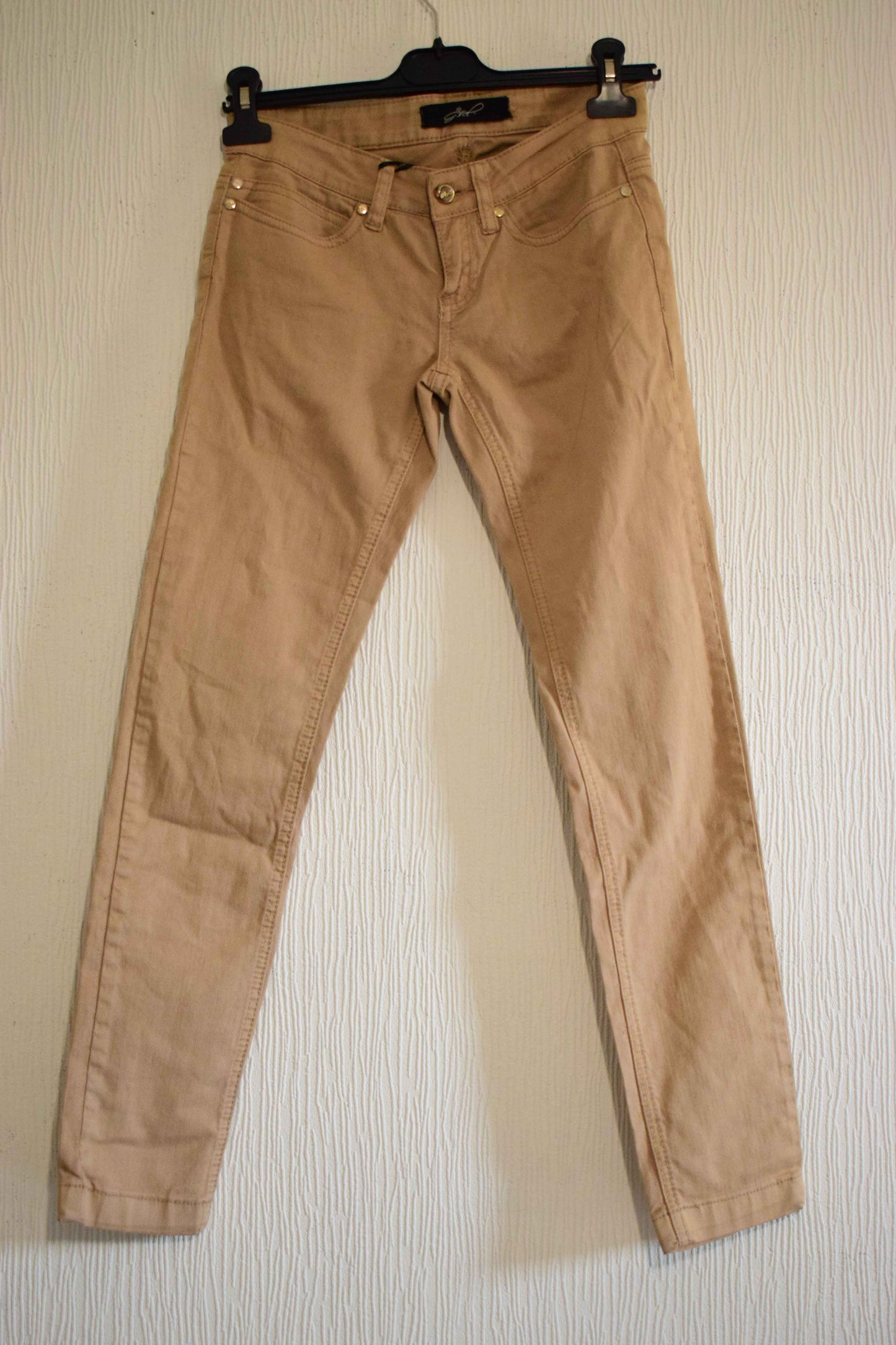 Pantalon slim style jean beige camel 34