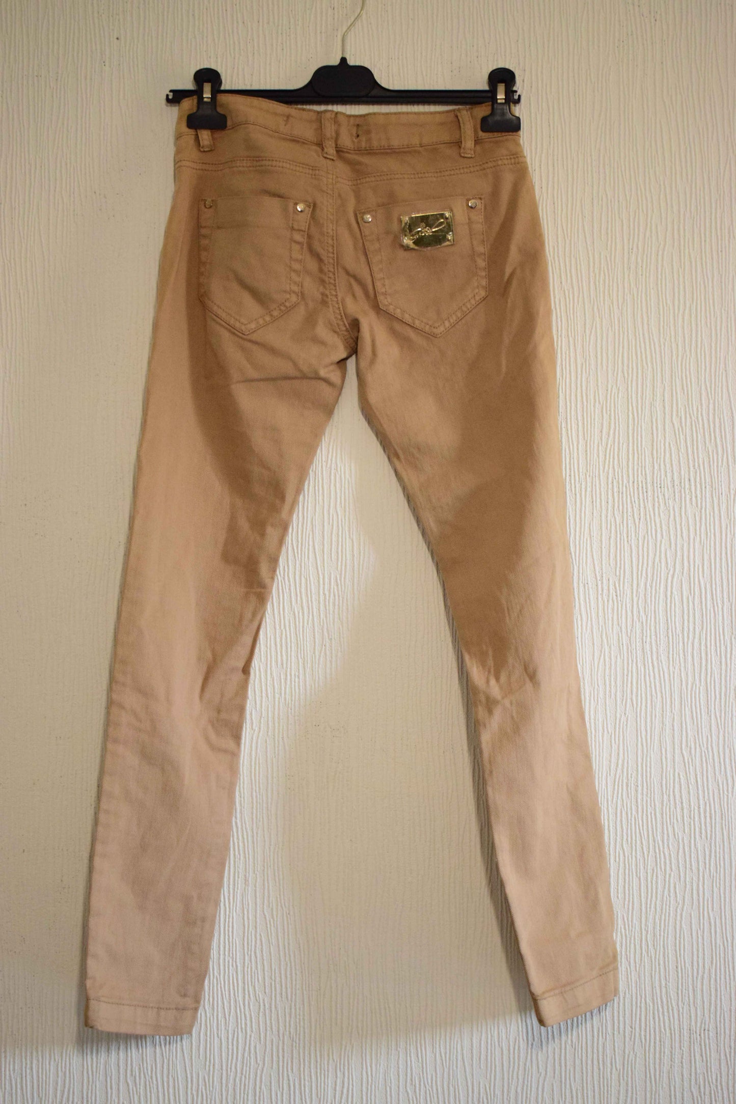 Pantalon slim style jean beige camel 34