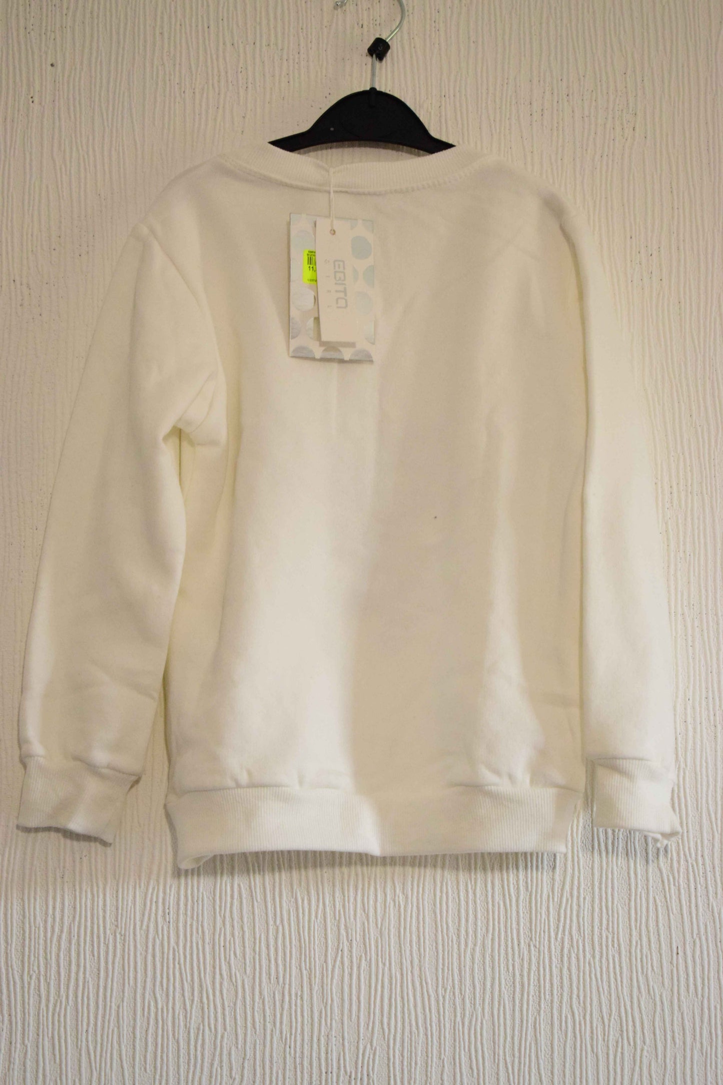 Sweat-shirt col rond blanc cassé avec imprimé graphique violet et gris 5 ans