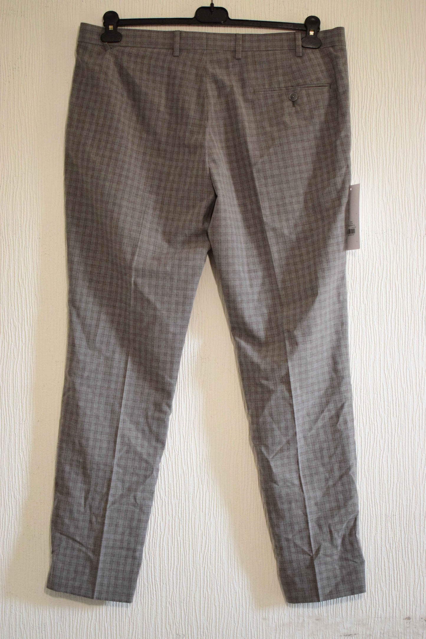 Pantalon de costume ajusté à carreaux gris - Limehaus 48
