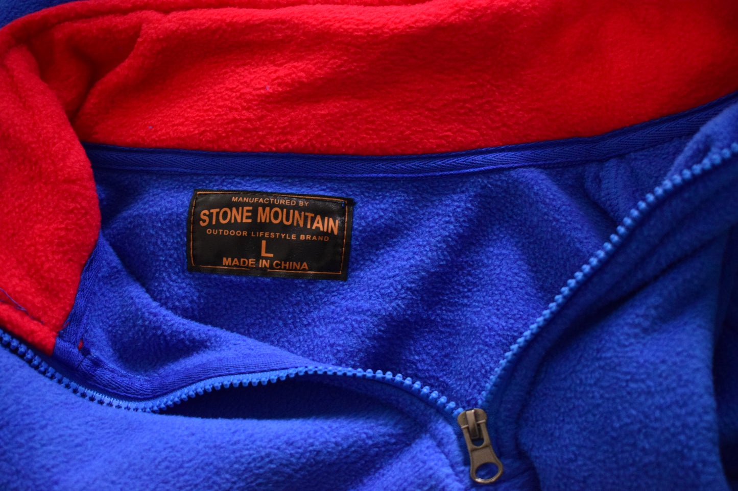 Sweat Polaire Demi-Zip Bleu Électrique & Rouge L