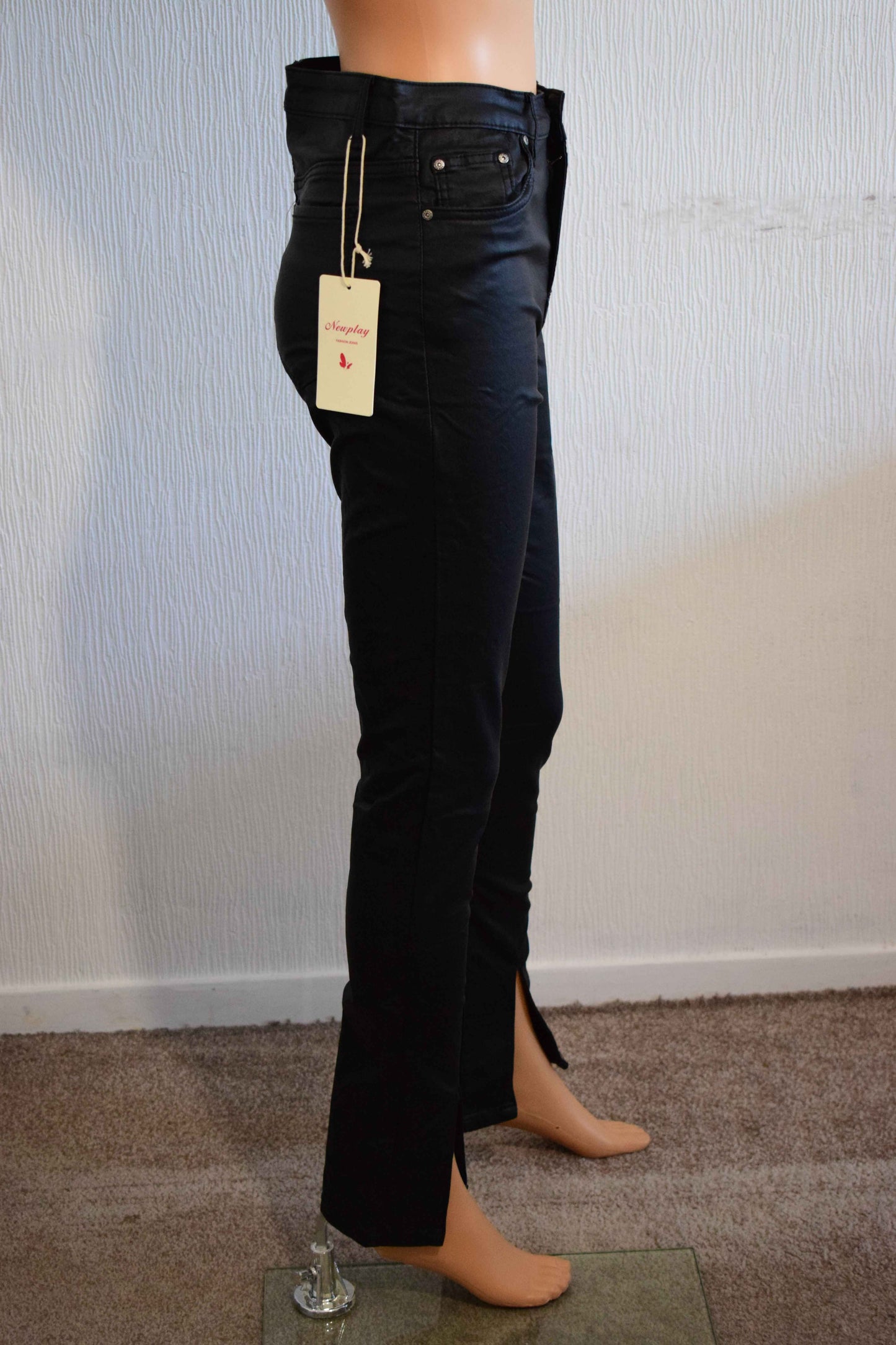 Pantalon Enduit Taille Haute Fentes Bas 40