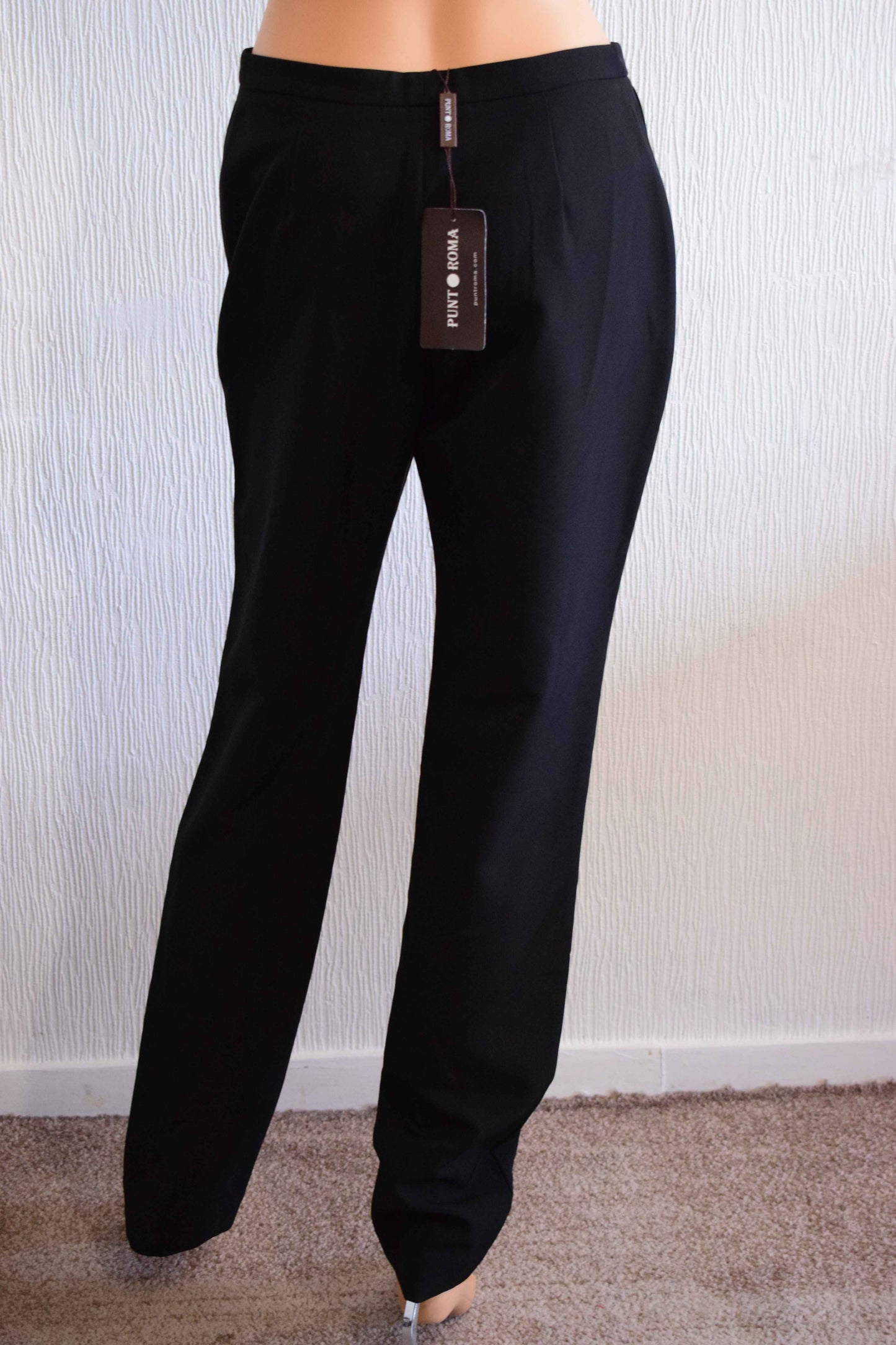 Pantalon Élégance Noire Coupe Droite Punt Roma 38