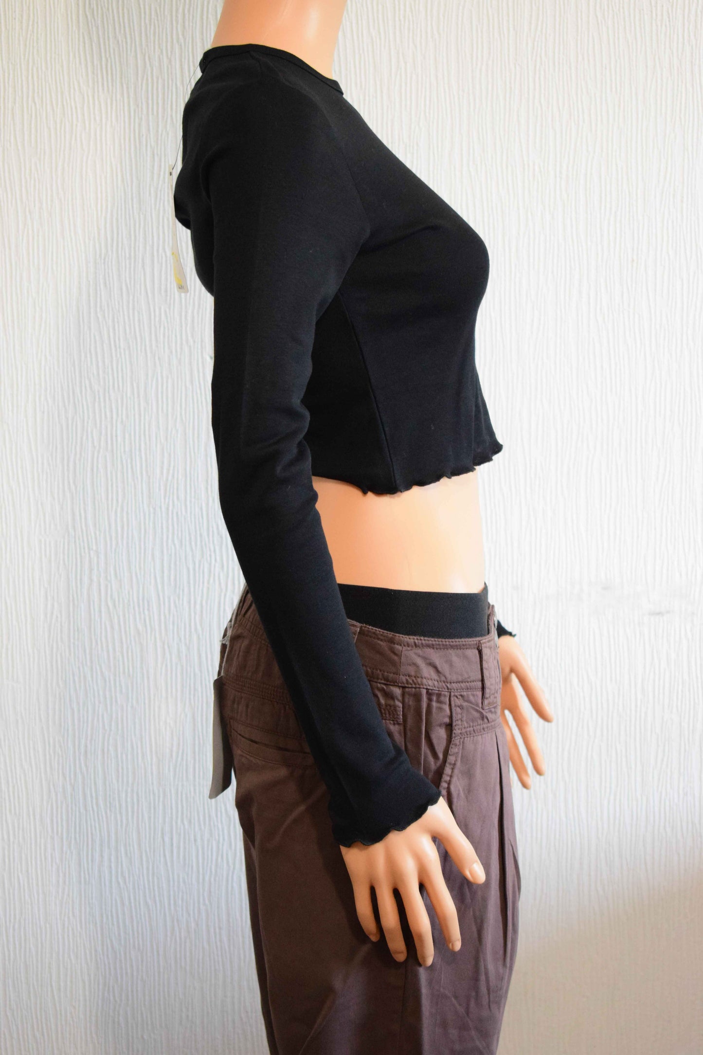 Crop Top Manches Longues Terranova Bords Ondulés S