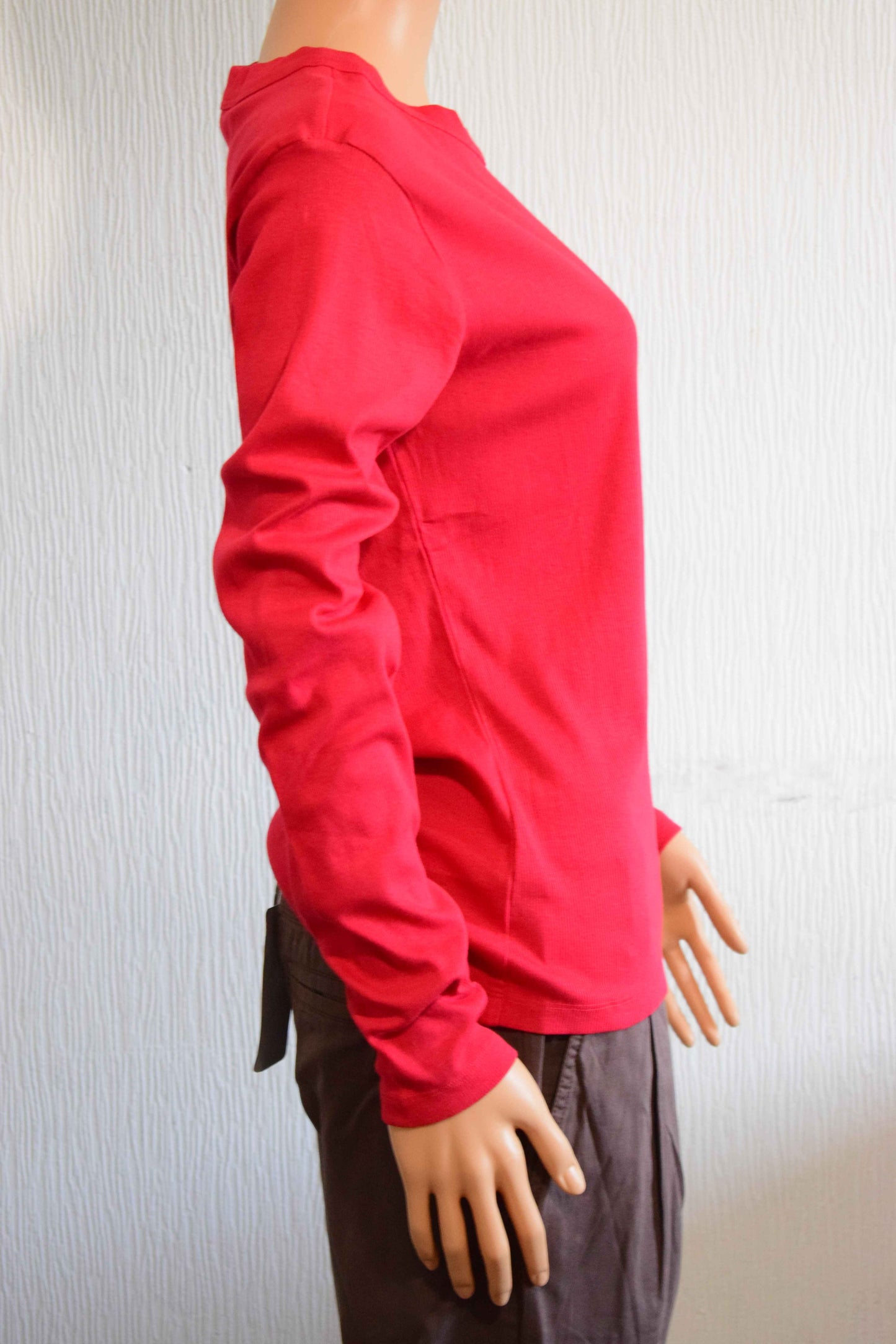 T-Shirt Manches Longues Rouge Uni