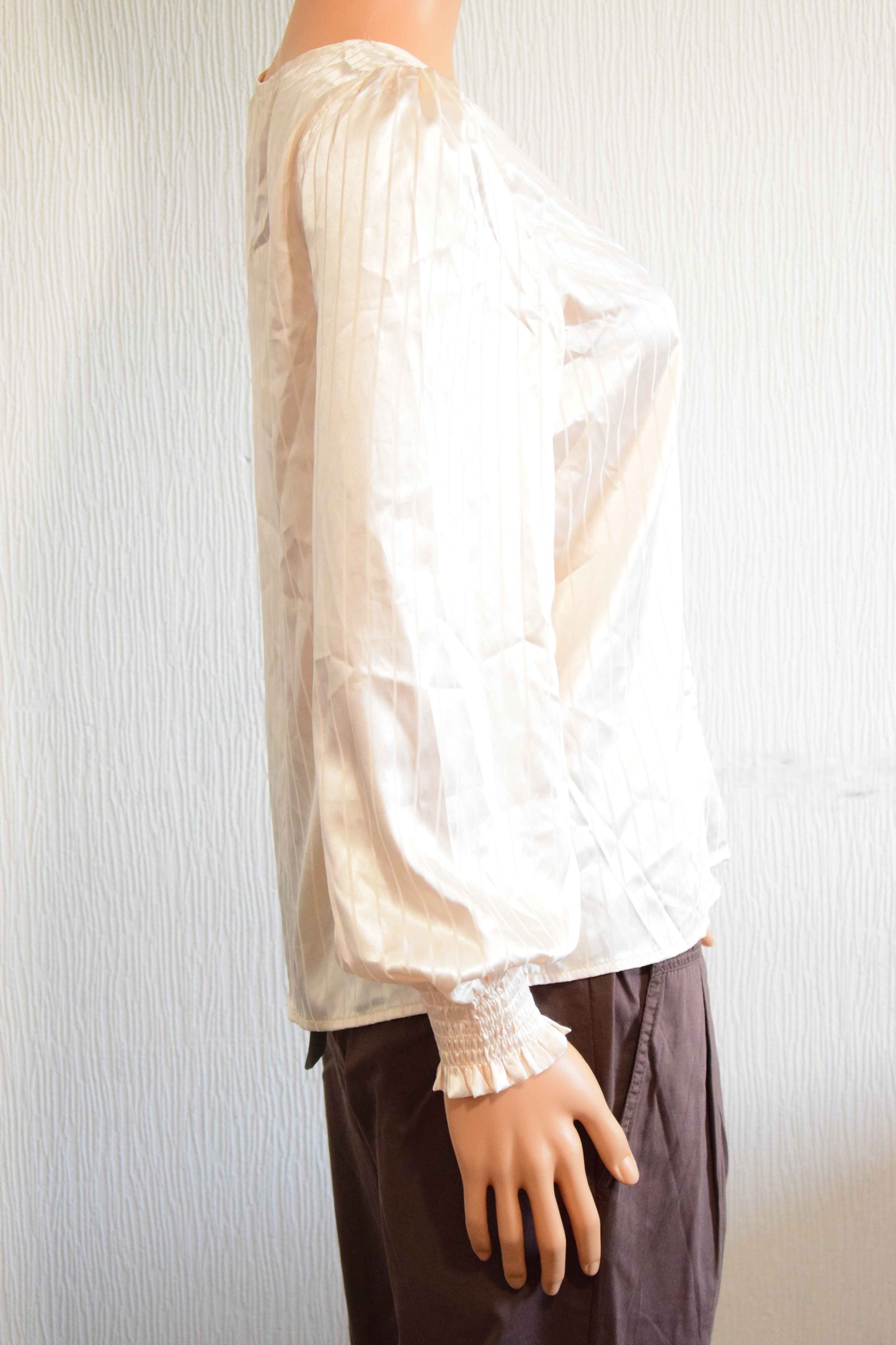 Blouse Satinée Manches Bouffantes Écru Peace n' love S/M
