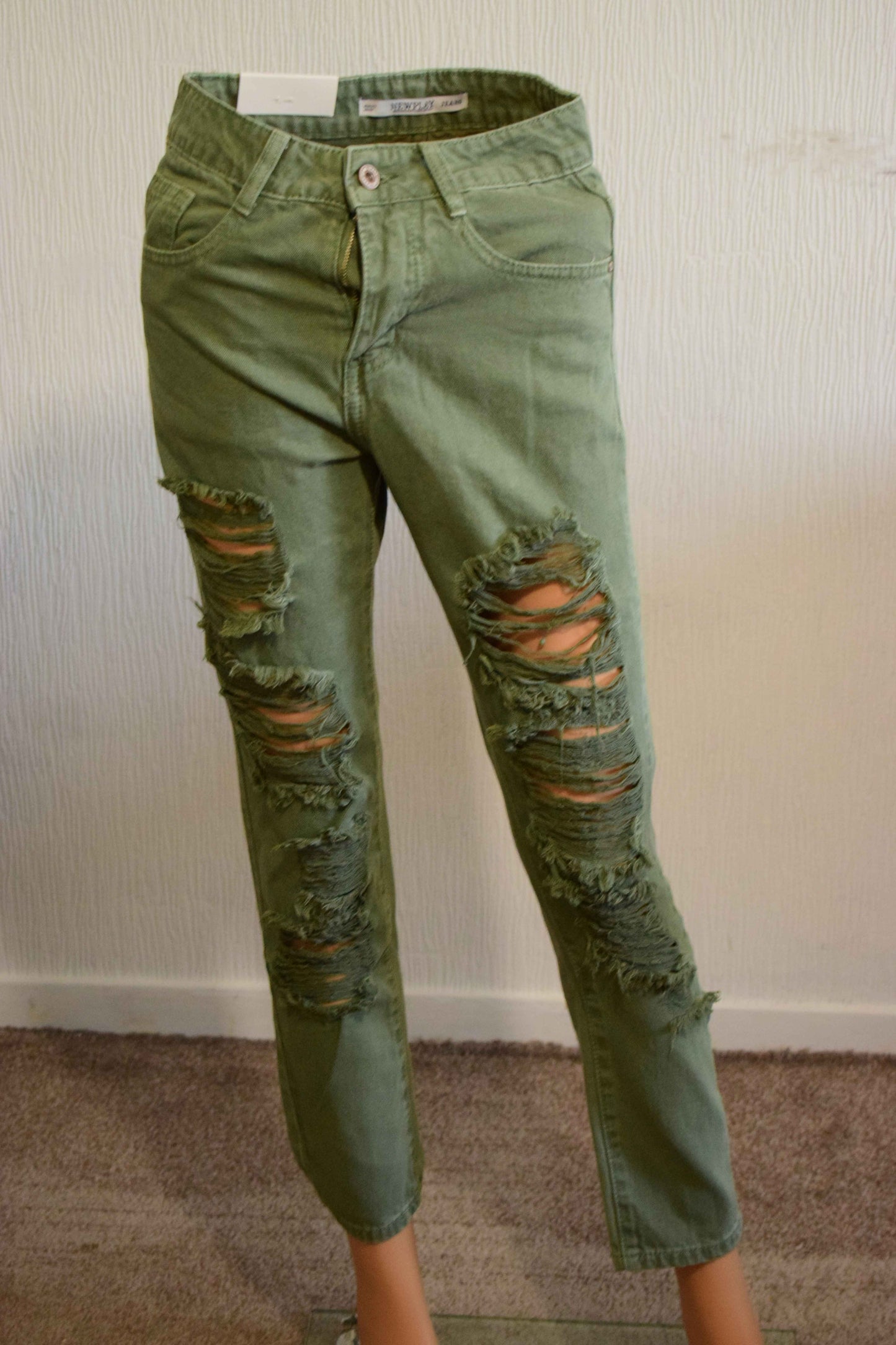 Jean femme Newplay – Kaki / Vert militaire – Taille 34