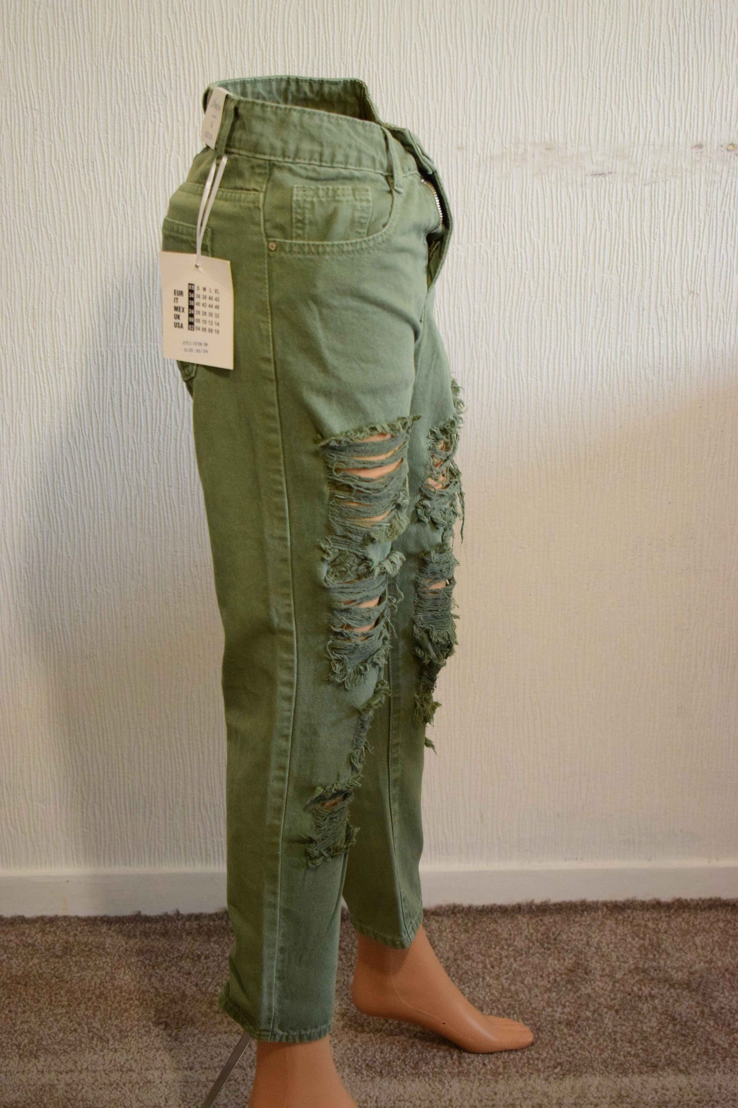 Jean femme Newplay – Kaki / Vert militaire – Taille 34