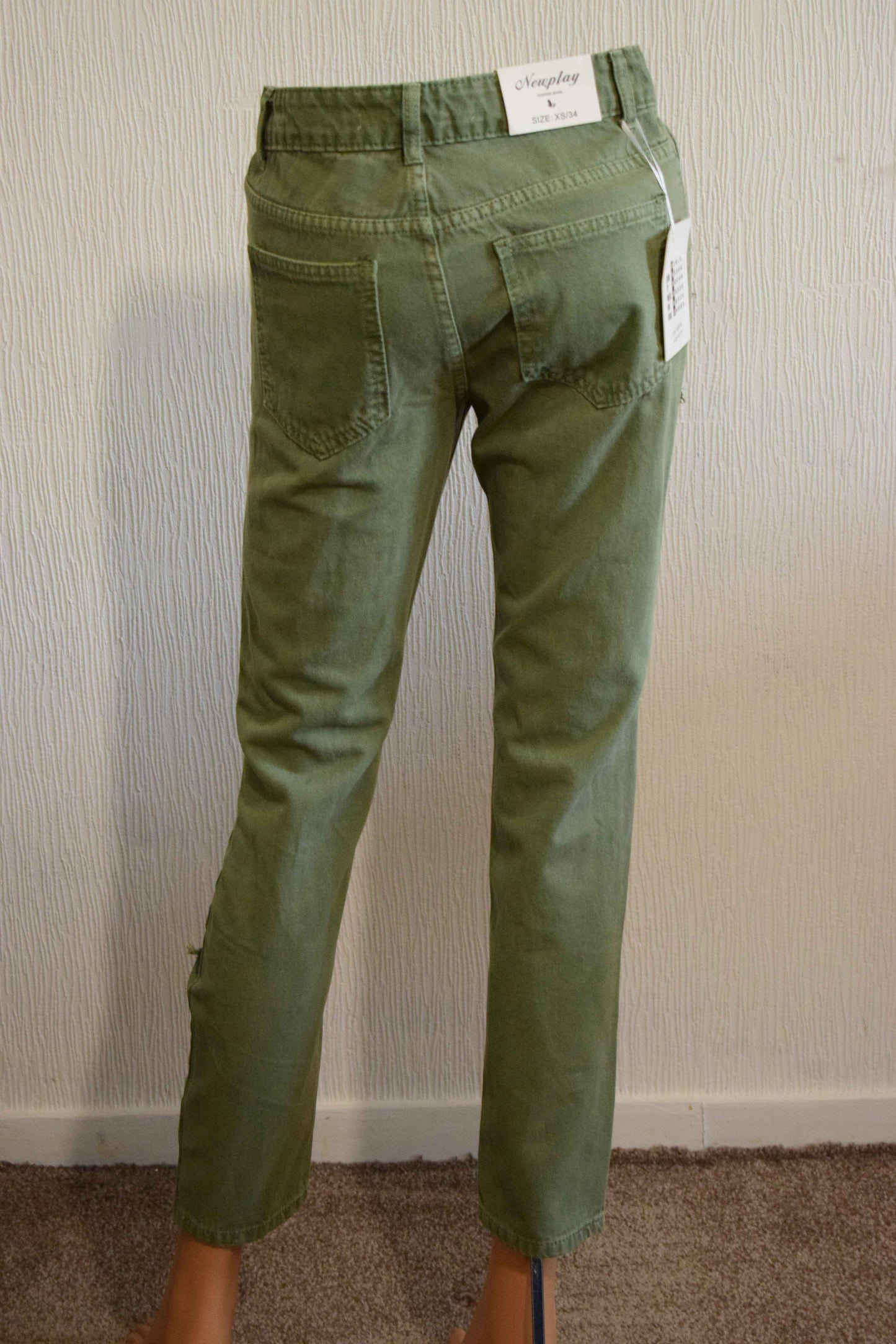 Jean femme Newplay – Kaki / Vert militaire – Taille 34