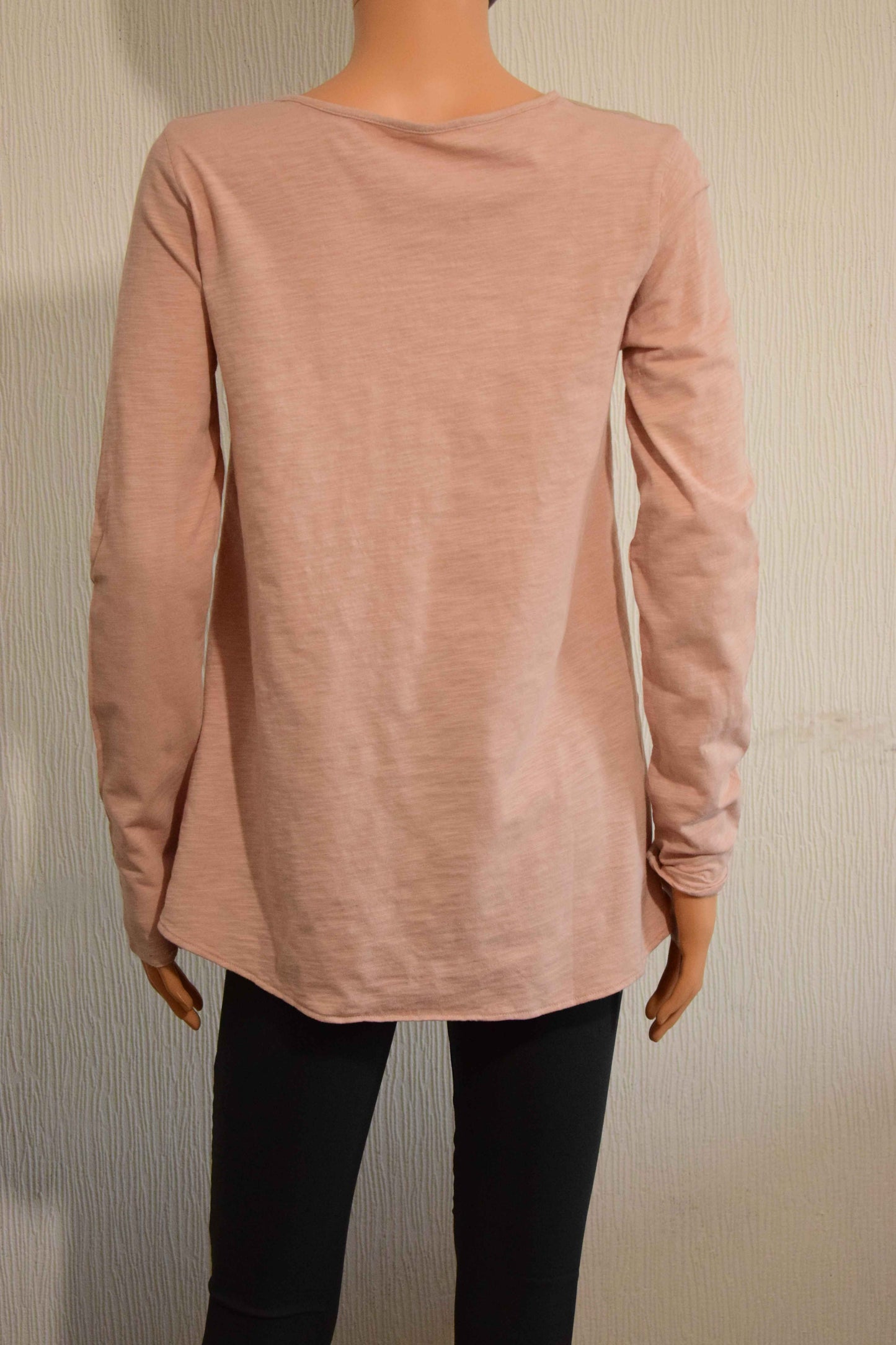 Top manches longues femme – Beige/Rose poudré – Taille M
