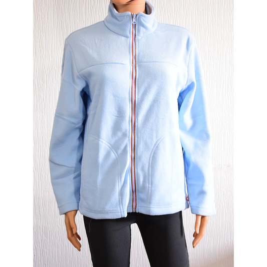 Veste polaire zippée bleu ciel à col montant
