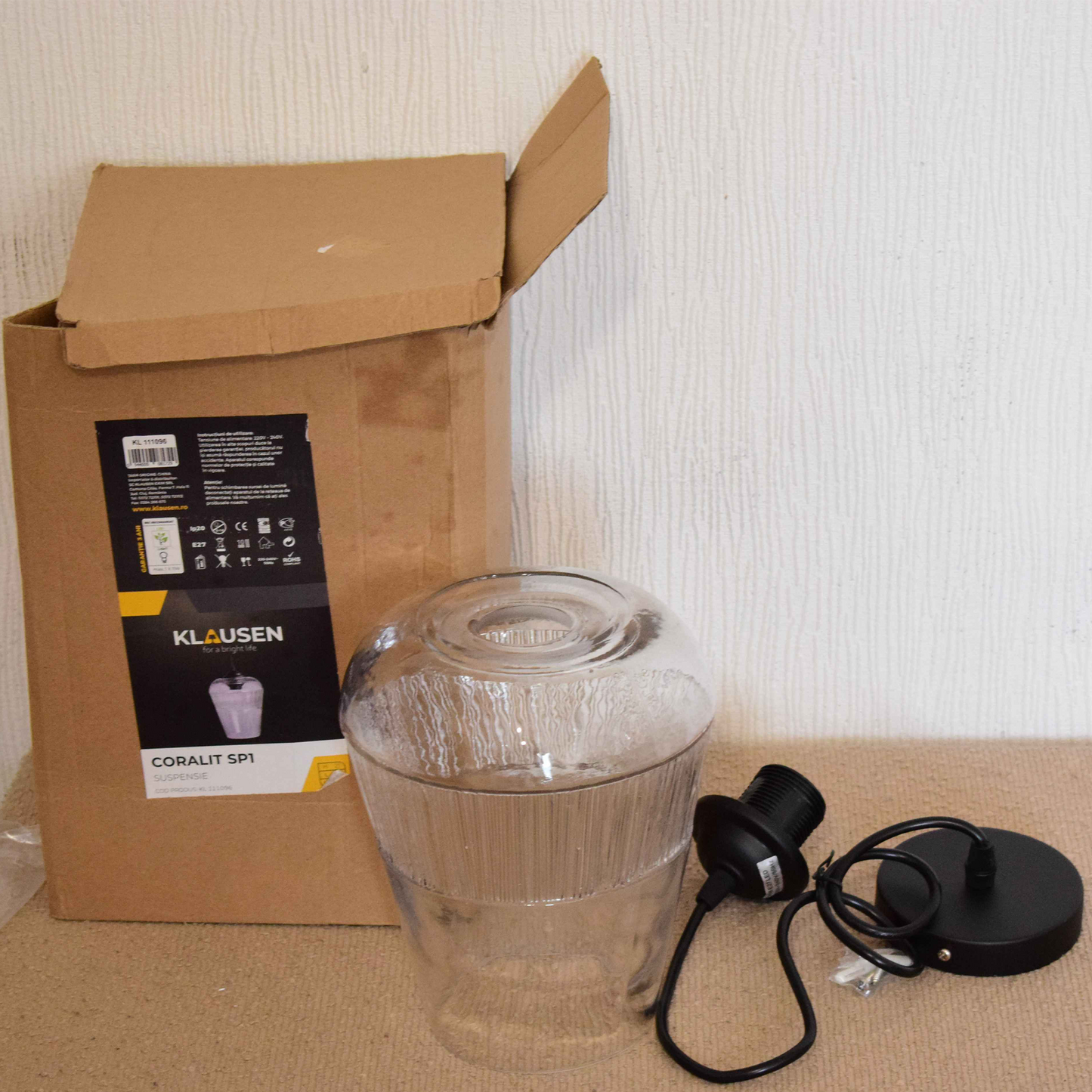 Suspension globe verre transparent – Klausen Coralit SP1