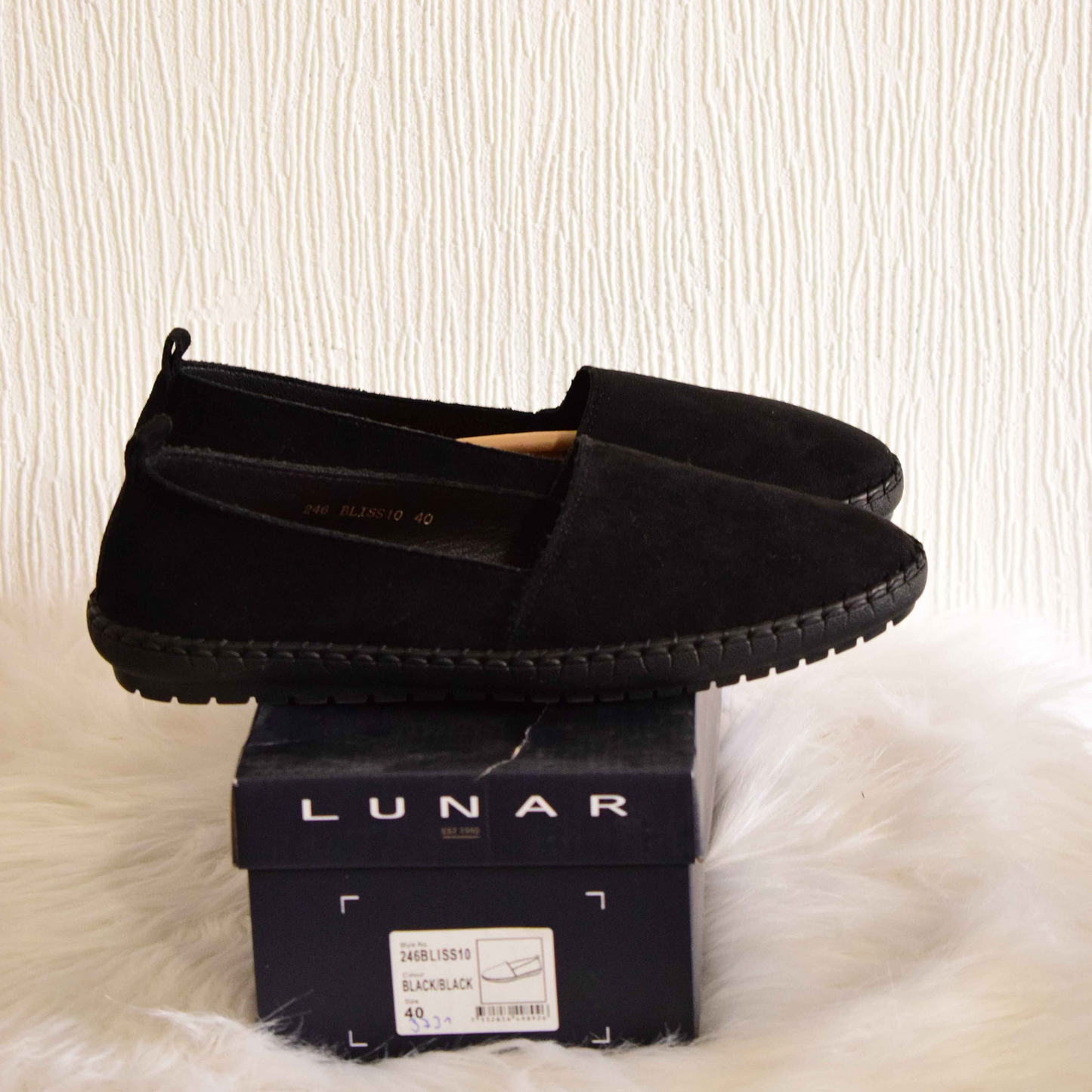 Mocassins Souples Intégralement Noirs Effet Daim – Lunar Bliss 38