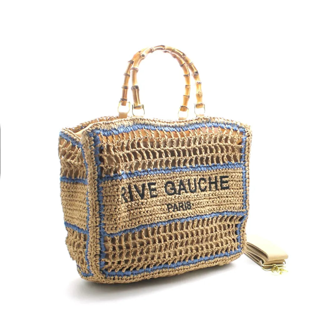 Sac Cabas Riva Noir – Style Raphia & Bambou