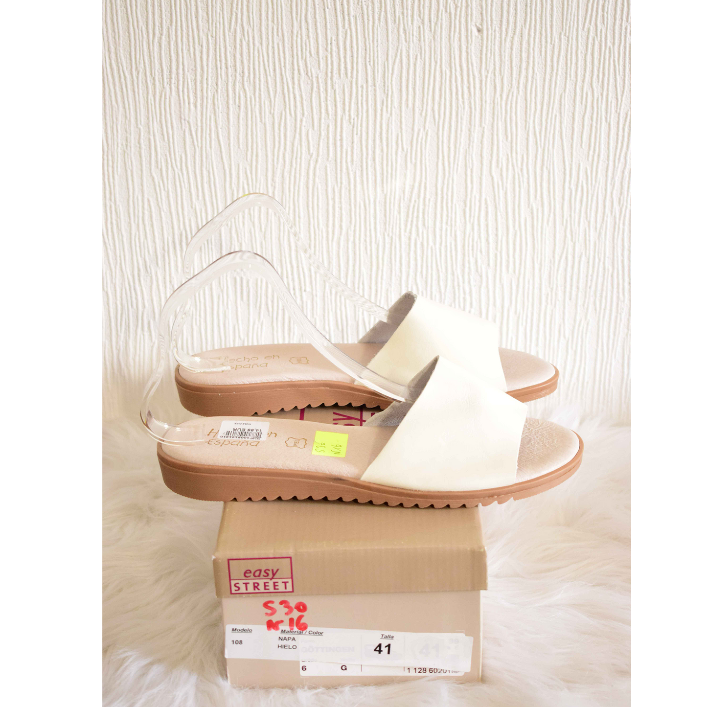 Mules Minimalistes Blanc Cassé / Hielo en Cuir Napa 41