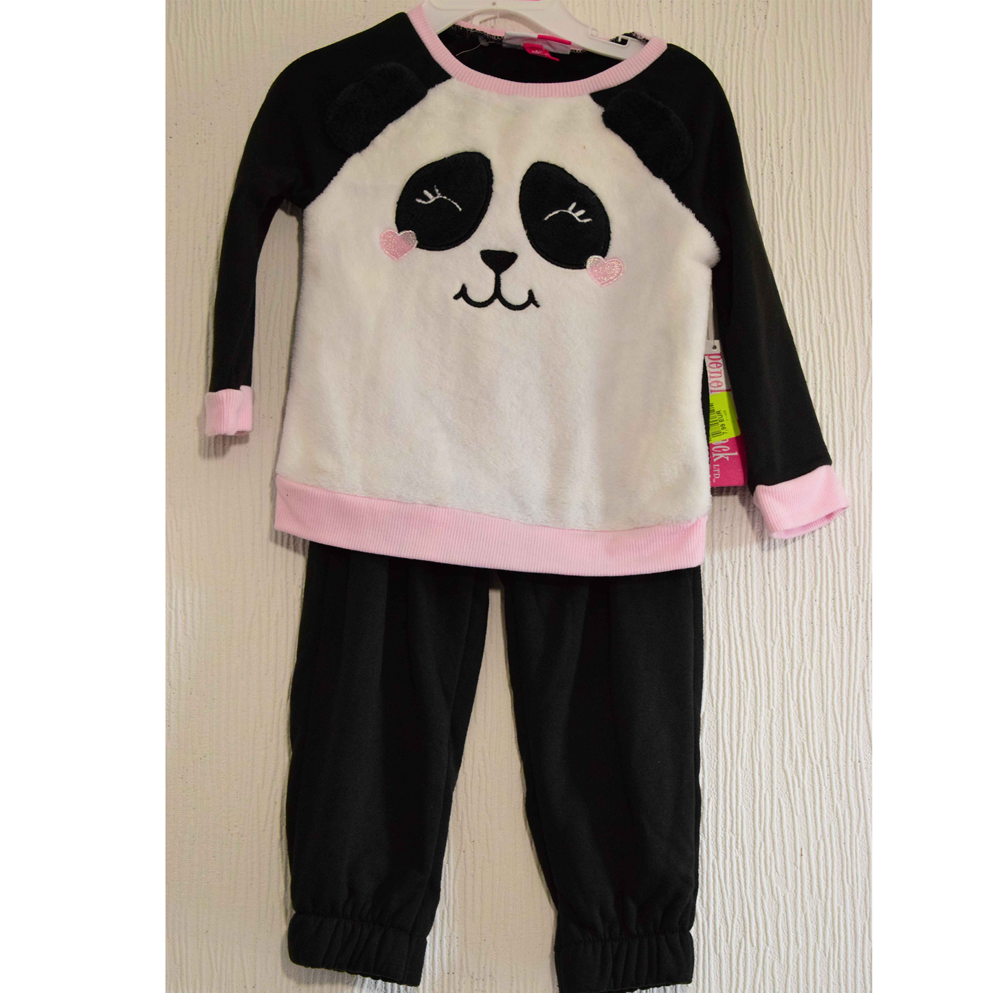 Pyjama 2 Pièces Panda Noir, Blanc et Rose 2 Ans