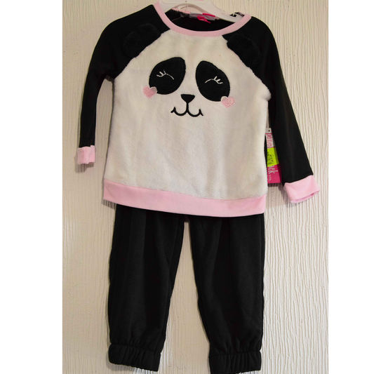 Pyjama 2 Pièces Panda Noir, Blanc et Rose 2 Ans