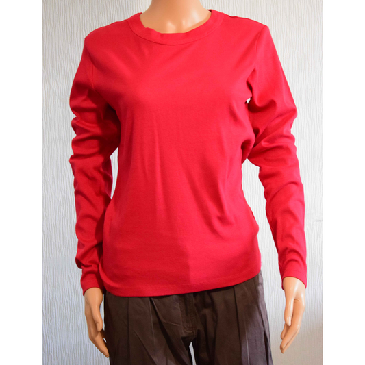 T-Shirt Manches Longues Rouge Uni