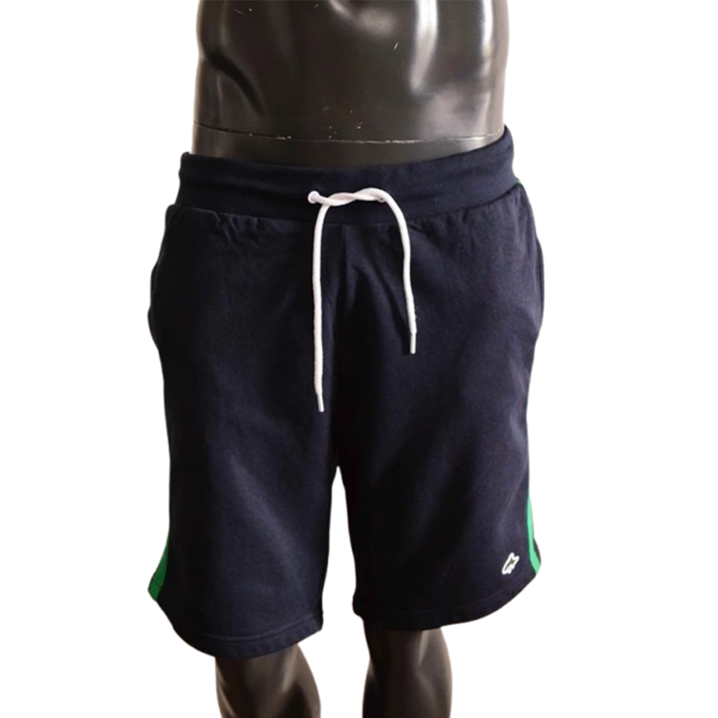 Short de Jogging Le Shark Homme - Bleu Marine avec Bande Latérale Verte