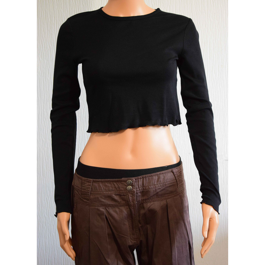 Crop Top Manches Longues Terranova Bords Ondulés S