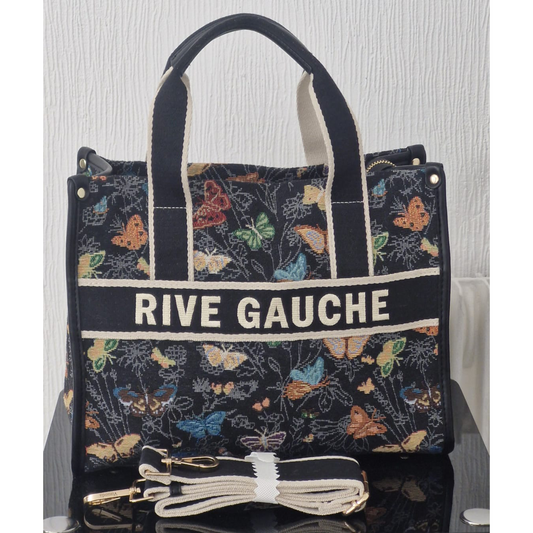 Sac cabas en toile jacquard papillons "Rive Gauche"