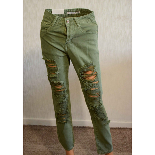 Jean femme Newplay – Kaki / Vert militaire – Taille 34