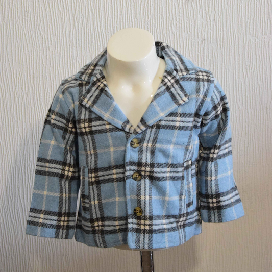 Veste d'Hiver en Laine Mélangée Élandaise Bleue pour Enfant 12- 18 Mois