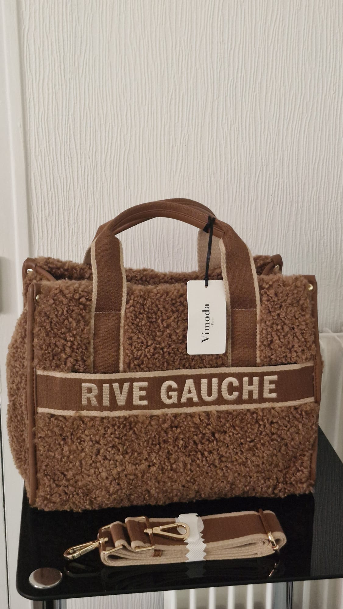 Sac à main Rive gauche en fausse fourrure bouclée