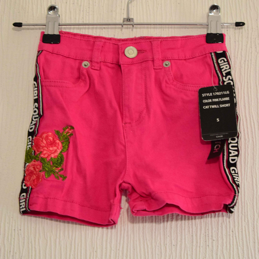 Short en twill rose fuchsia brodé roses – Neuf avec étiquette 2ans